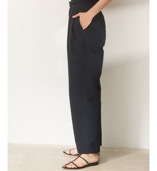 IENA「BLACK シアサッカーパンツ」|スラックス|