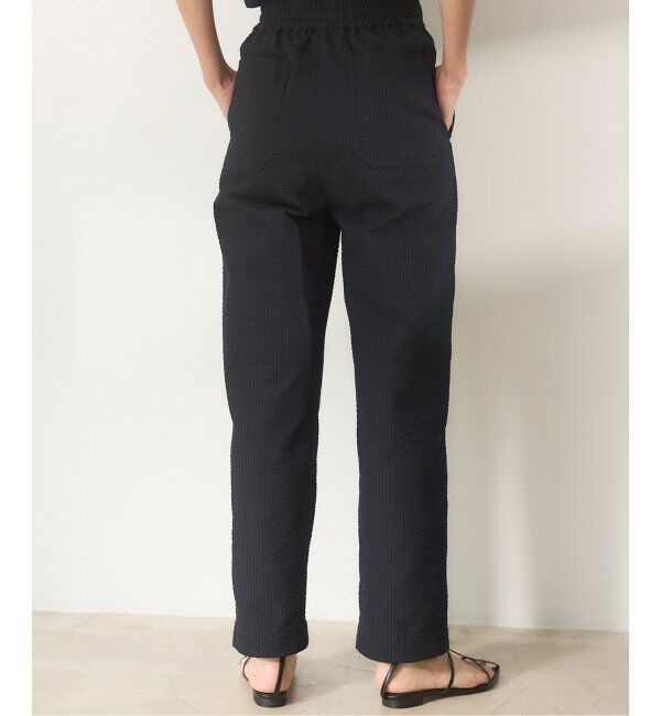 IENA「BLACK シアサッカーパンツ」|スラックス|