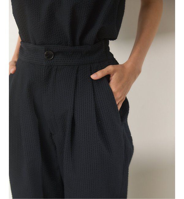 IENA「BLACK シアサッカーパンツ」|スラックス|