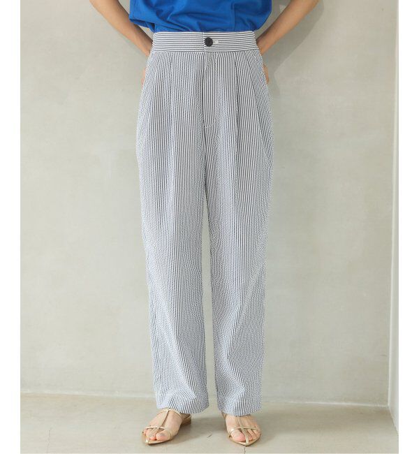 IENA「BLACK シアサッカーパンツ」|スラックス|