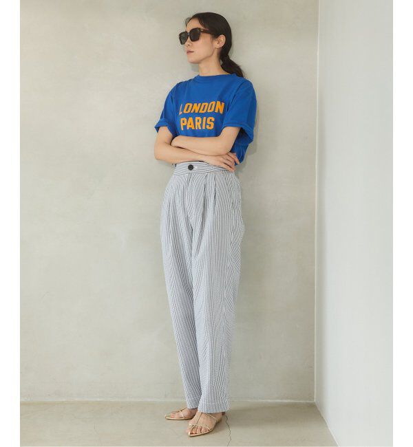 IENA「BLACK シアサッカーパンツ」|スラックス|