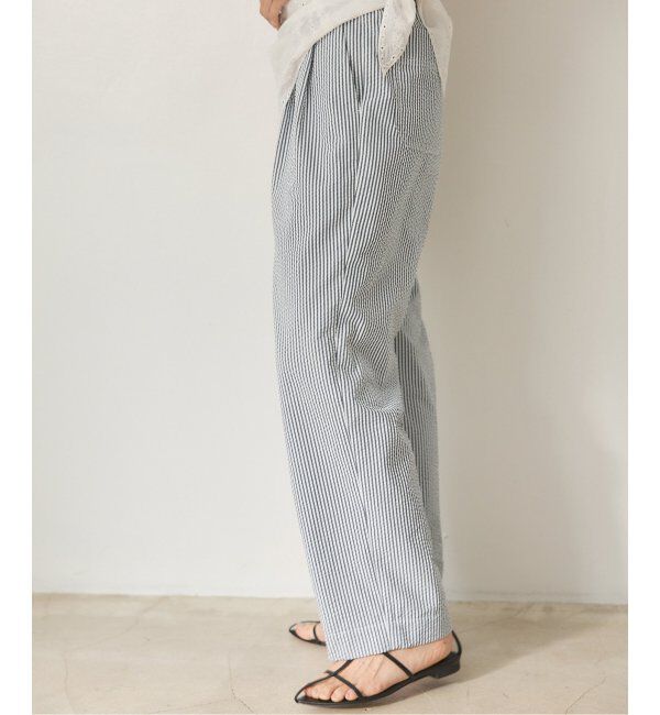 IENA「BLACK シアサッカーパンツ」|スラックス|