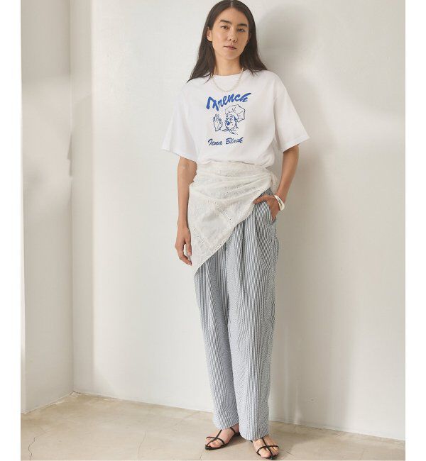 IENA「BLACK シアサッカーパンツ」|スラックス|