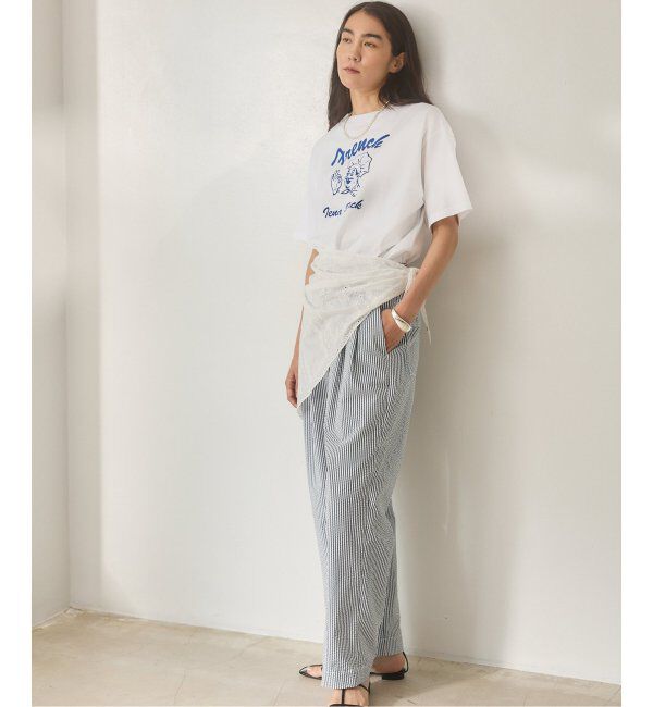 IENA「BLACK シアサッカーパンツ」|スラックス|