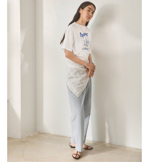 IENA「BLACK シアサッカーパンツ」|スラックス|