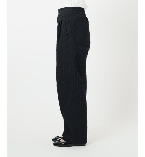 IENA「BLACK シアサッカーパンツ」|スラックス|