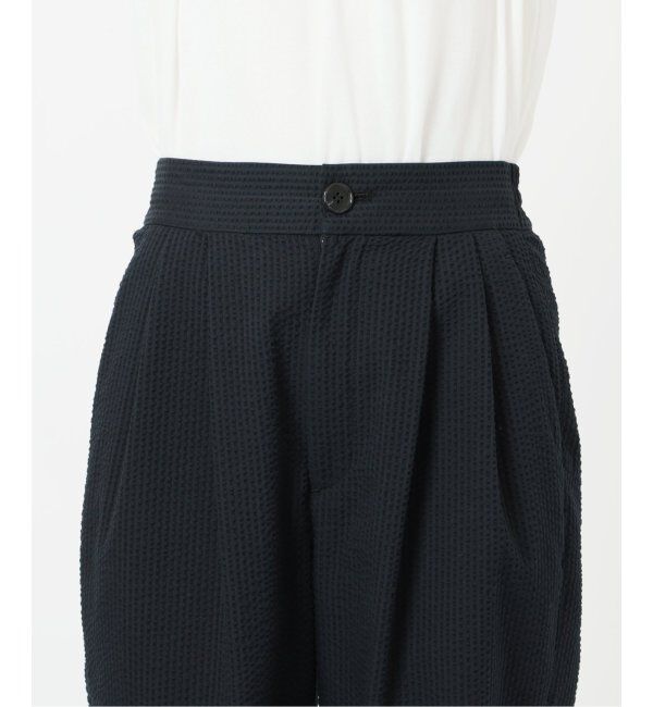 IENA「BLACK シアサッカーパンツ」|スラックス|