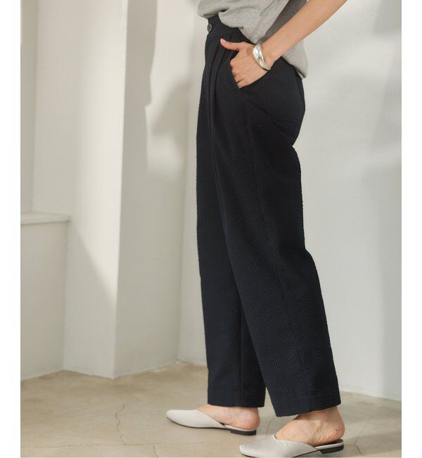 IENA「BLACK シアサッカーパンツ」|スラックス|