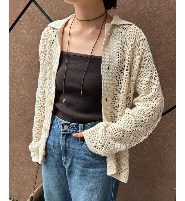 SLOBE IENA「LOGAN/ローガン SLOBE別注 クロシェカーディガン」|カーディガン|