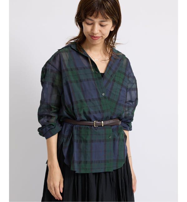 IENA「シアーブラックウォッチシャツ」|シャツ・ブラウス|