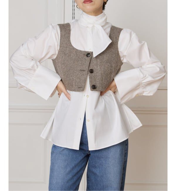 IENA LA BOUCLE「IENA LA BOUCLE コットンフロンタブルボウタイブラウス」|シャツ・ブラウス|