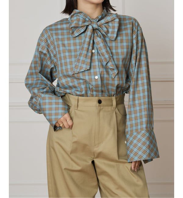 IENA LA BOUCLE「IENA LA BOUCLE コットンフロンタブルボウタイブラウス」|シャツ・ブラウス|