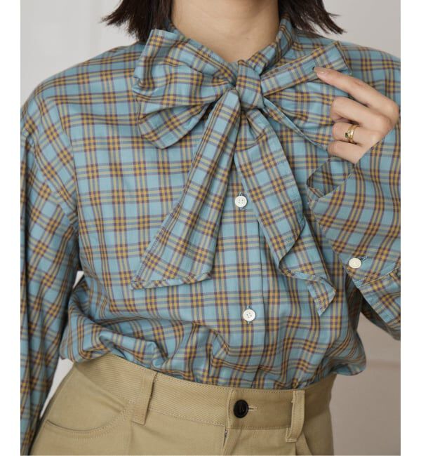 IENA LA BOUCLE「IENA LA BOUCLE コットンフロンタブルボウタイブラウス」|シャツ・ブラウス|