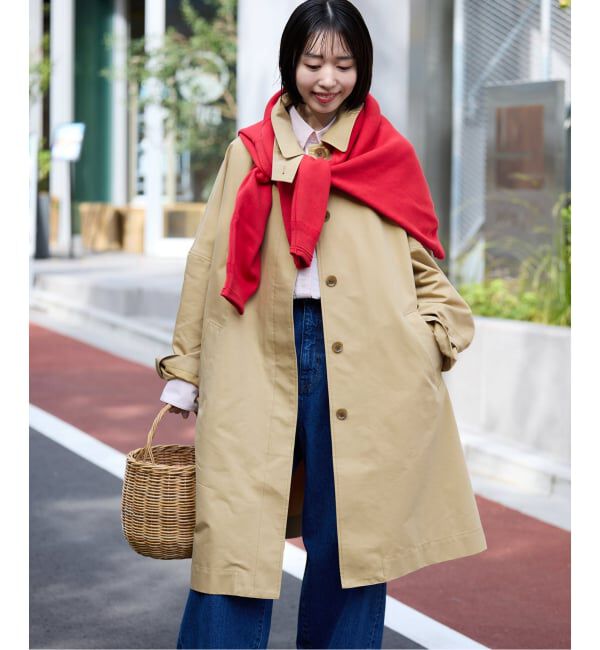 SLOBE IENA「《ネイビーのみWEB限定/予約》ドルマンスリーブコート」|ステンカラーコート|