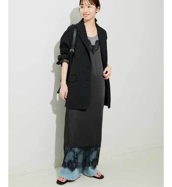 SLOBE IENA「《WEB限定カラー有り/追加予約》レースサテンワンピース」|ワンピース|