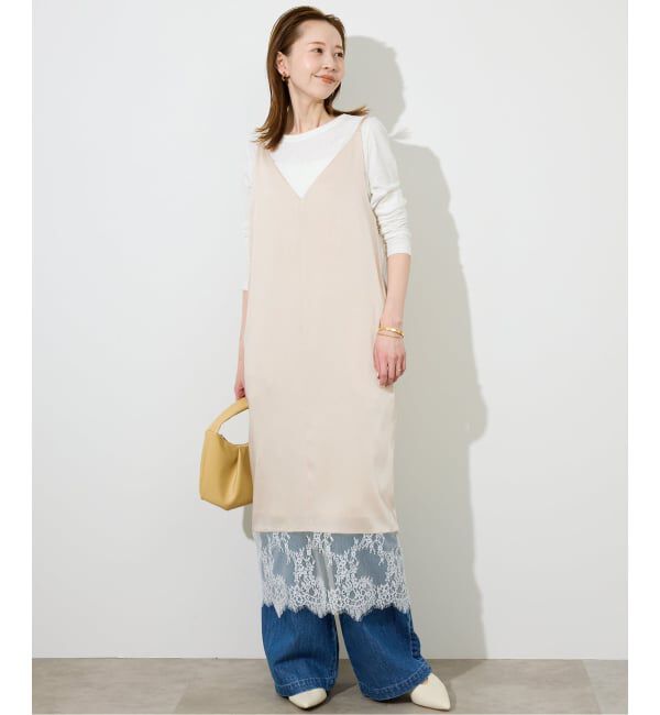 SLOBE IENA「《WEB限定カラー有り/追加予約》レースサテンワンピース」|ワンピース|