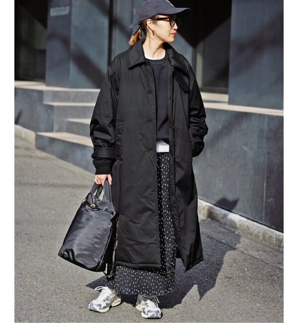 SLOBE IENA「撥水中綿ステンカラーコート」|ステンカラーコート|ブラック