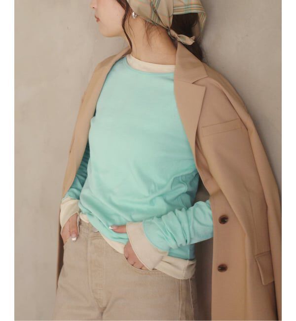 SLOBE IENA「《追加》miller SLOBE別注 SHEER RIB クルーネック」|Tシャツ・カットソー|グリーン B