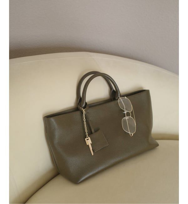 SLOBE IENA「《追加4》SLOBE レザートートバッグ」|トートバッグ|カーキ