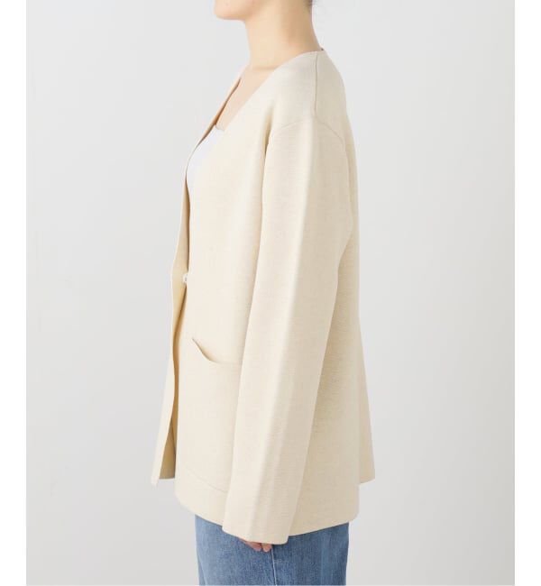 SLOBE IENA「ミラノリブVネックニットジャケット」|ノーカラージャケット|