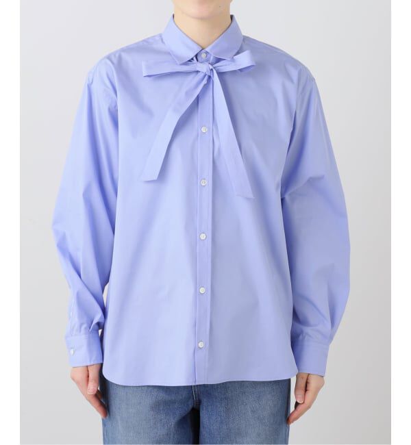 IENA「T/C タイ付きプレーンシャツ」|シャツ・ブラウス|サックスブルー