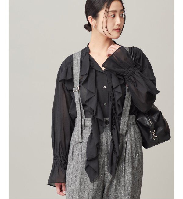 journal standard L'essage「80ボイルフリルシャツ」|シャツ・ブラウス|ブラック