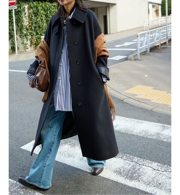 JOURNAL STANDARD「《追加》スーパー140ビーバーステンカラーコート」|ステンカラーコート|ブラック