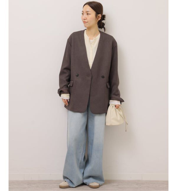 JOURNAL STANDARD relume「メランジノーカラーダブルジャケット」|ノーカラージャケット|