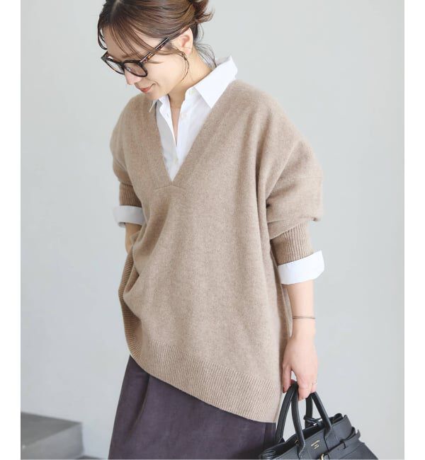 JOURNAL STANDARD「《追加2》MUSIC DEEP V ルーズプルオーバー」|ニット・セーター|ベージュ