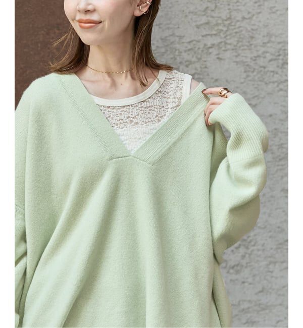 JOURNAL STANDARD「《追加2》MUSIC DEEP V ルーズプルオーバー」|ニット・セーター|グリーン D