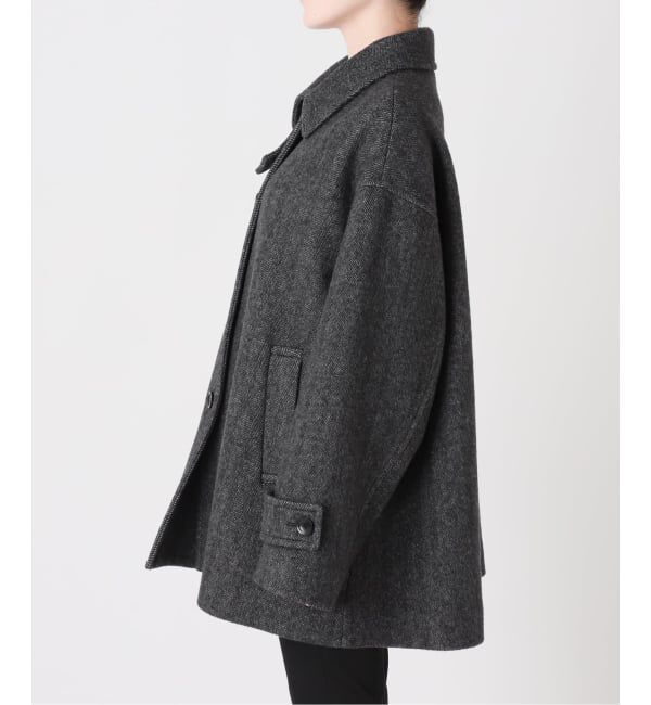 JOURNAL STANDARD「MANTECO ヘリンボン フレアバルカラーコート」|ステンカラーコート|