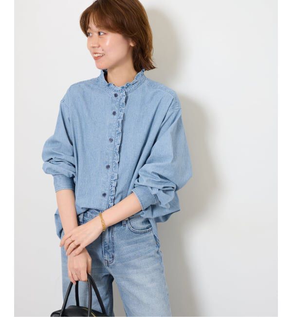 JOURNAL STANDARD relume「《追加3 / 新色》スタンドネックデニムフリルブラウス」|シャツ・ブラウス|