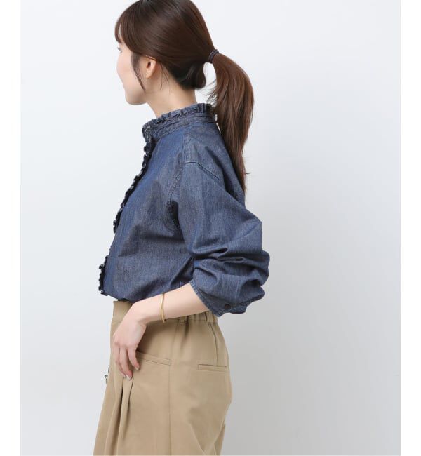 JOURNAL STANDARD relume「《追加3 / 新色》スタンドネックデニムフリルブラウス」|シャツ・ブラウス|