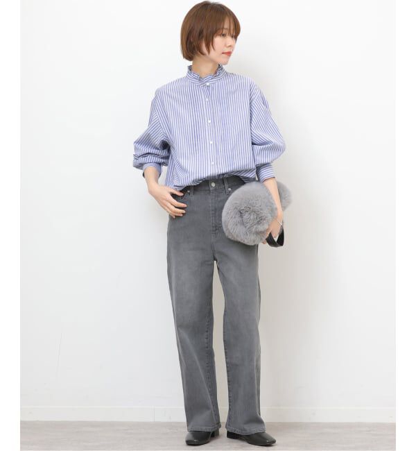 JOURNAL STANDARD relume「《WEB限定追加予約》フリルネックドビーストライプシャツ」|シャツ・ブラウス|