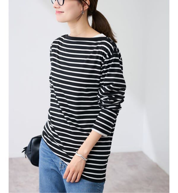 FRAMeWORK「ショルダースナップボーダーTee」|Tシャツ・カットソー|