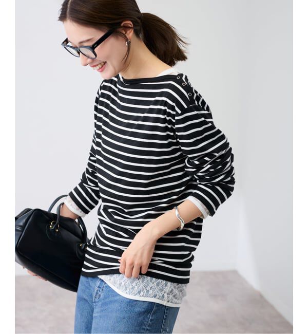 FRAMeWORK「ショルダースナップボーダーTee」|Tシャツ・カットソー|