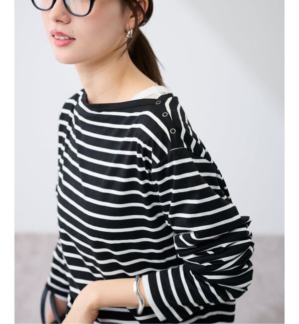 FRAMeWORK「ショルダースナップボーダーTee」|Tシャツ・カットソー|