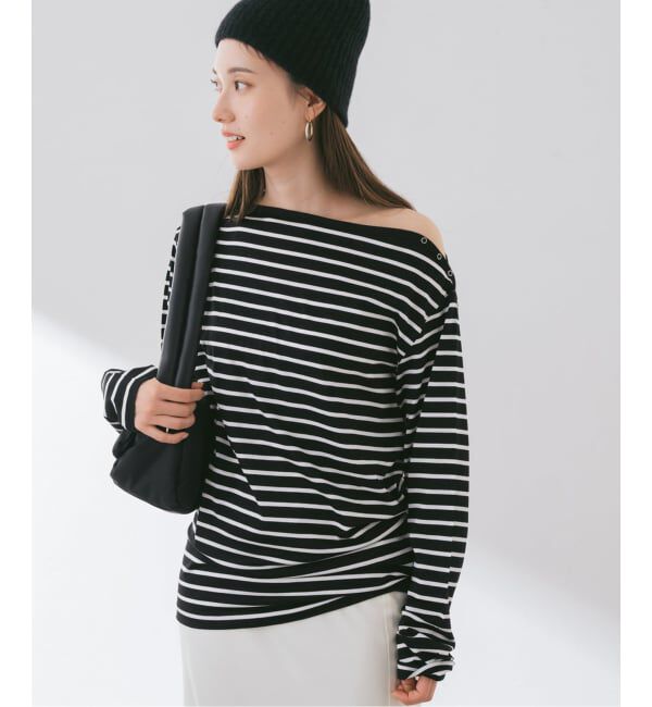 FRAMeWORK「ショルダースナップボーダーTee」|Tシャツ・カットソー|
