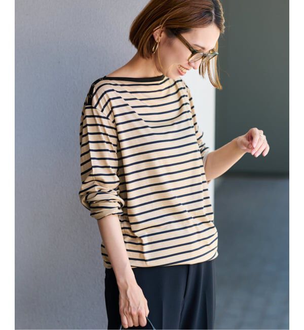 FRAMeWORK「ショルダースナップボーダーTee」|Tシャツ・カットソー|