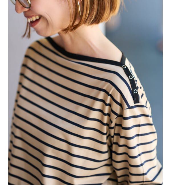 FRAMeWORK「ショルダースナップボーダーTee」|Tシャツ・カットソー|