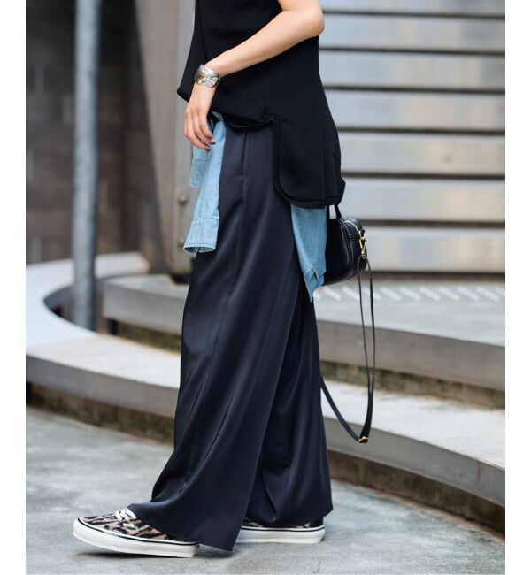 FRAMeWORK「サテンイージーパンツ」|その他|ネイビー