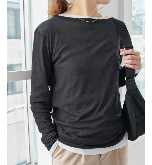 Spick and Span「《追加2》シアーボートネックプルオーバー」|Tシャツ・カットソー|ブラック