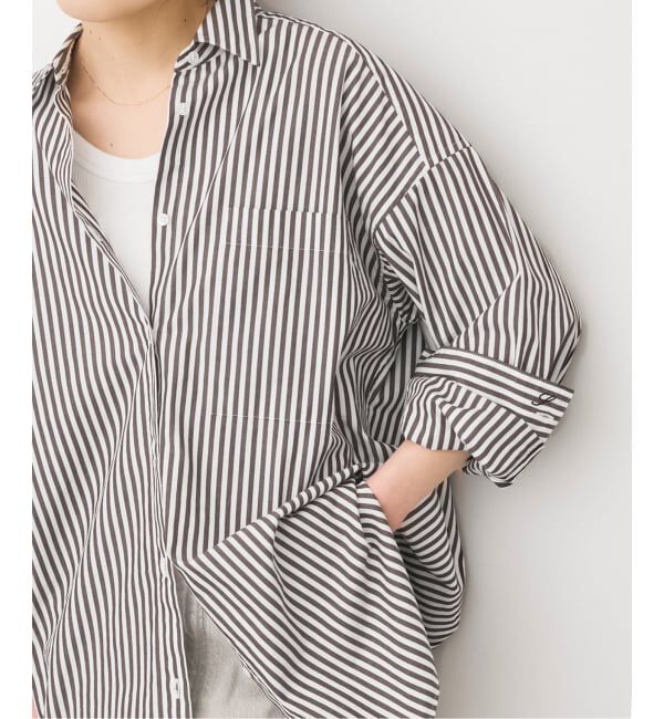 Spick and Span「《追加》50コットンオーバーシャツ」|シャツ・ブラウス|ブラウンベース