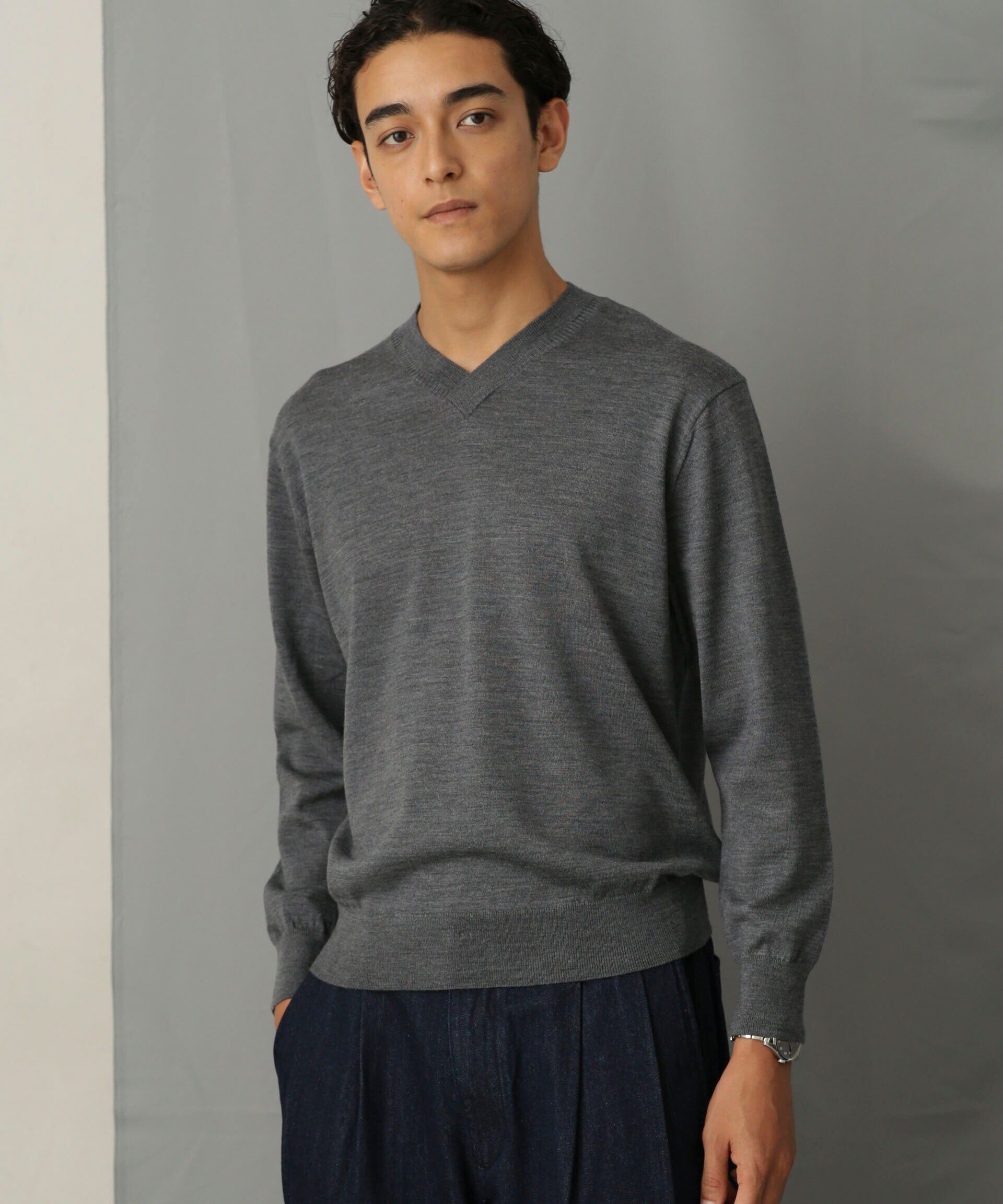 nano･universe「「毛玉レスニット」 ファインゲージＶネック」|ニット・セーター|