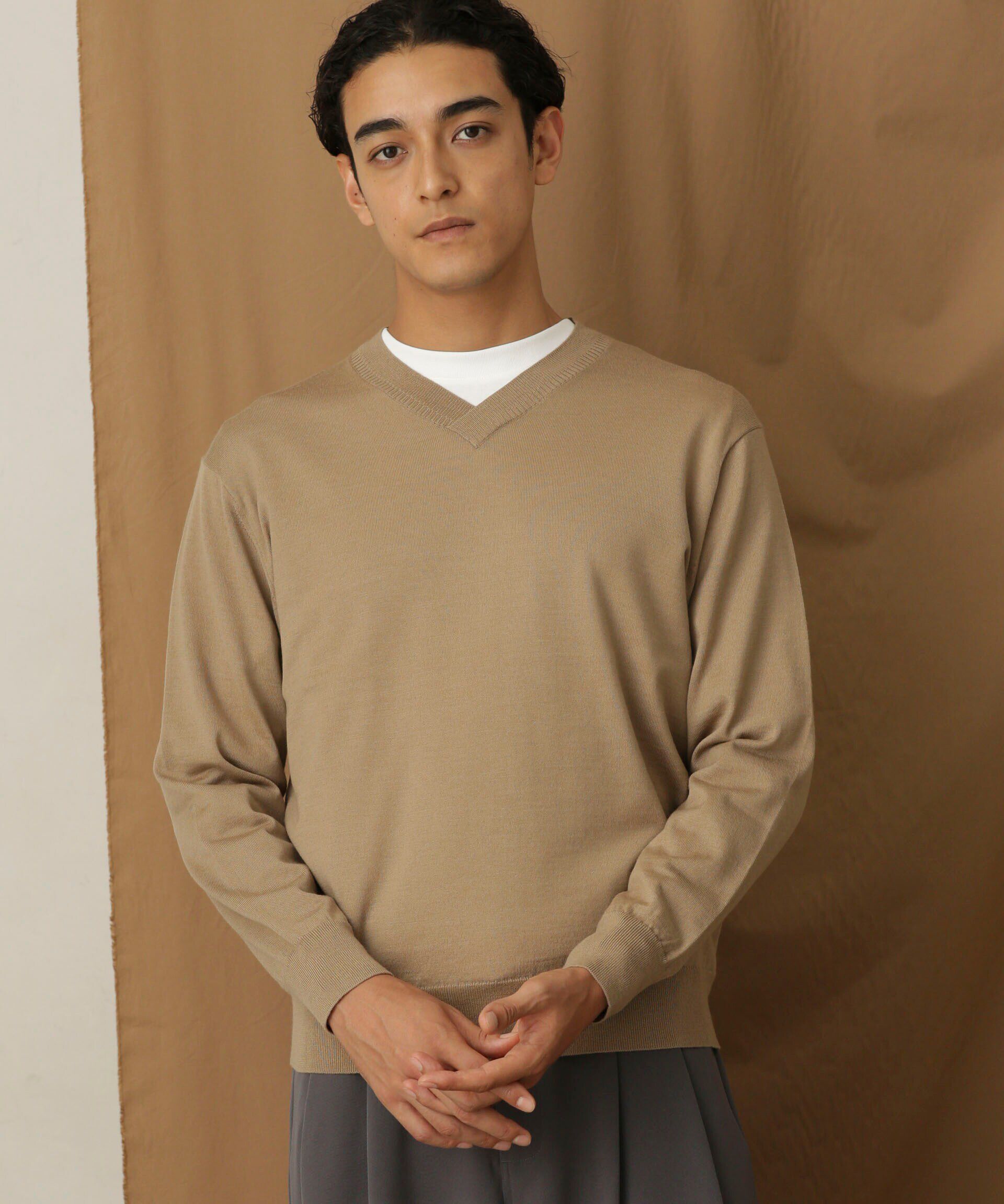 nano･universe「「毛玉レスニット」 ファインゲージＶネック」|ニット・セーター|