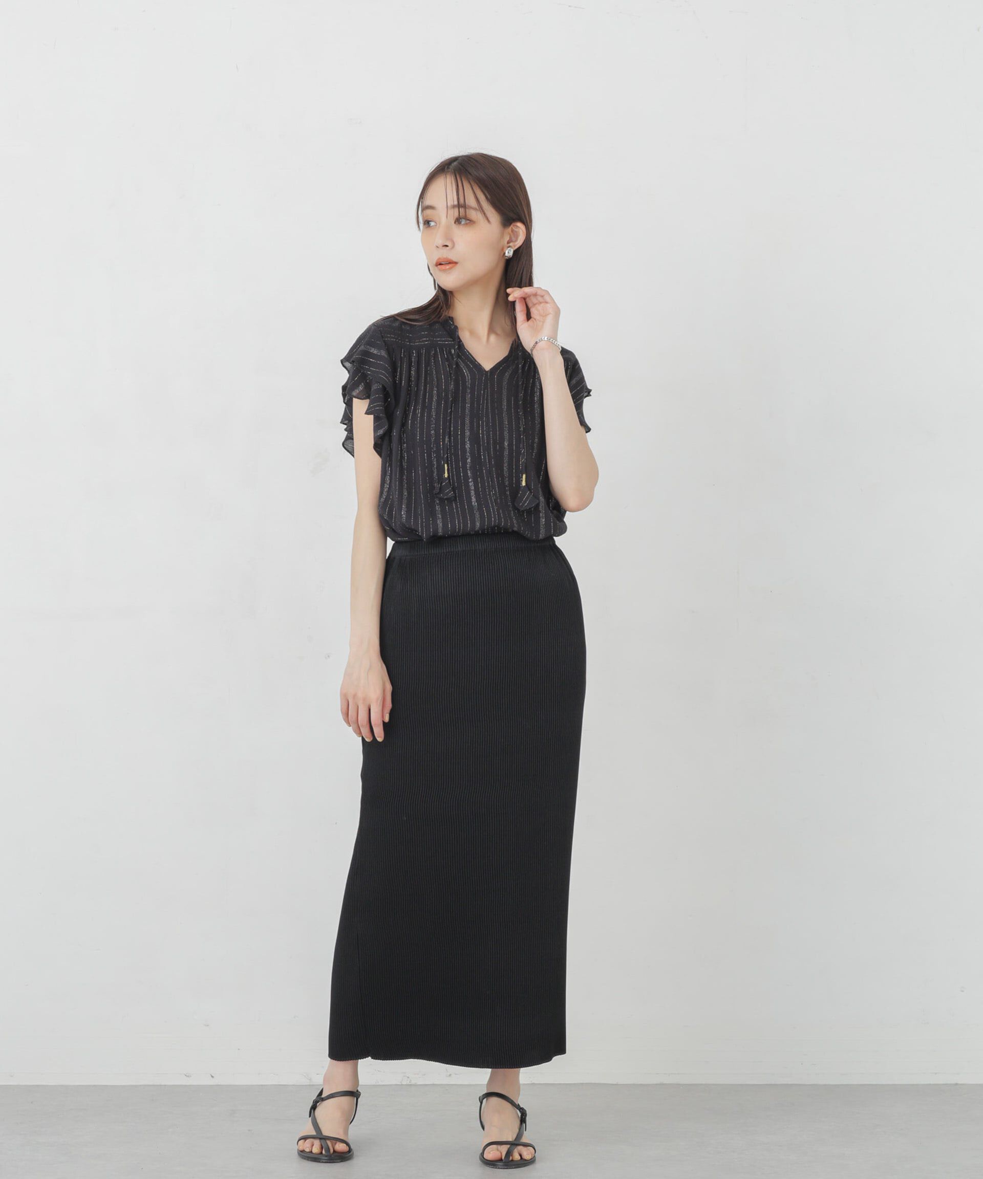 nano･universe「インドラメストライプフレアブラウス」|シャツ・ブラウス|