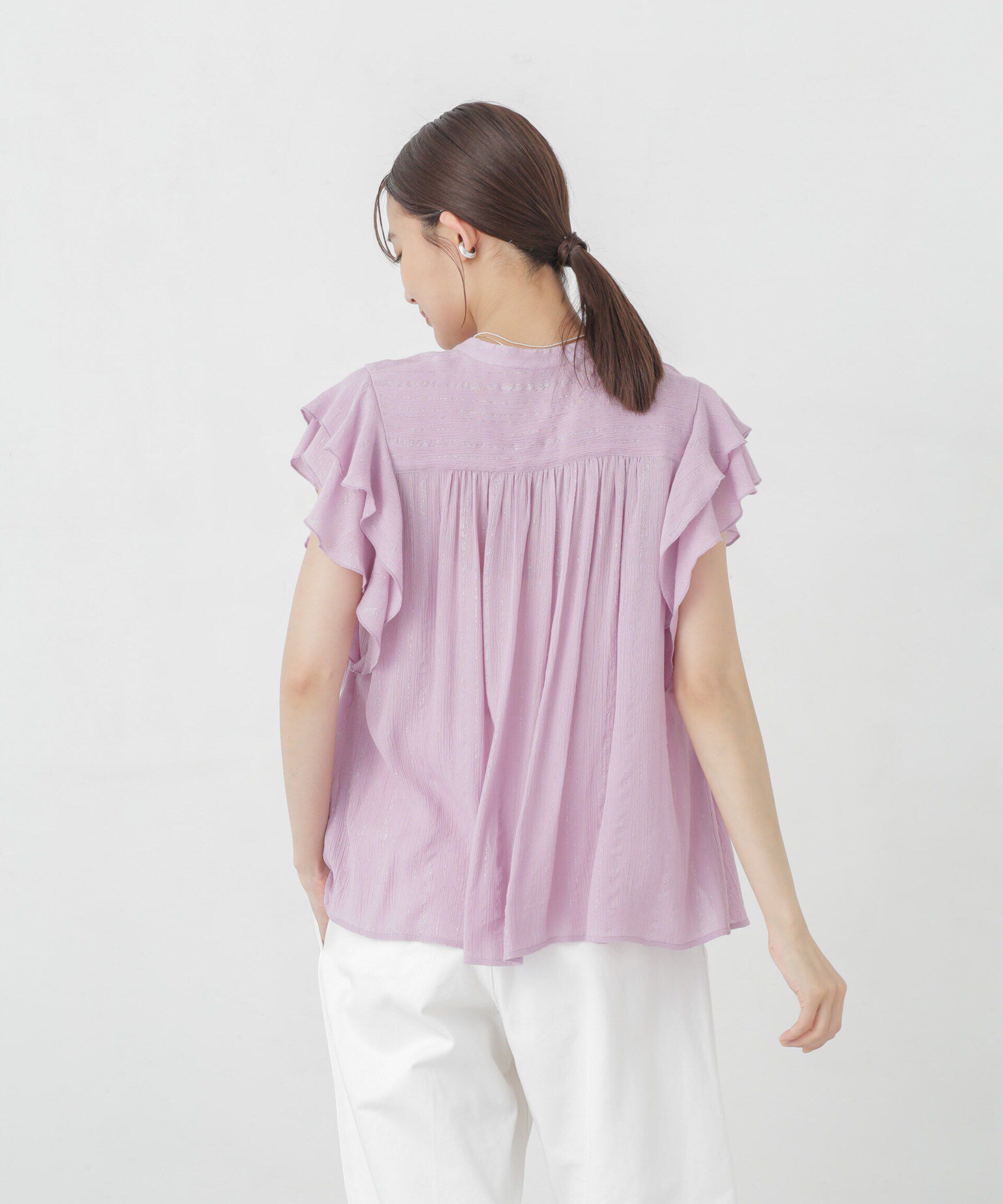 nano･universe「インドラメストライプフレアブラウス」|シャツ・ブラウス|