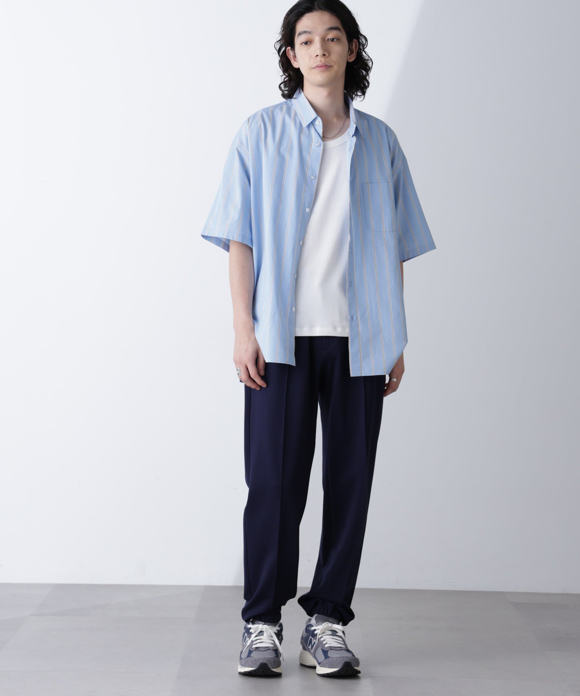 nano･universe「ストライプレギュラーシャツ 半袖」|シャツ・ブラウス|