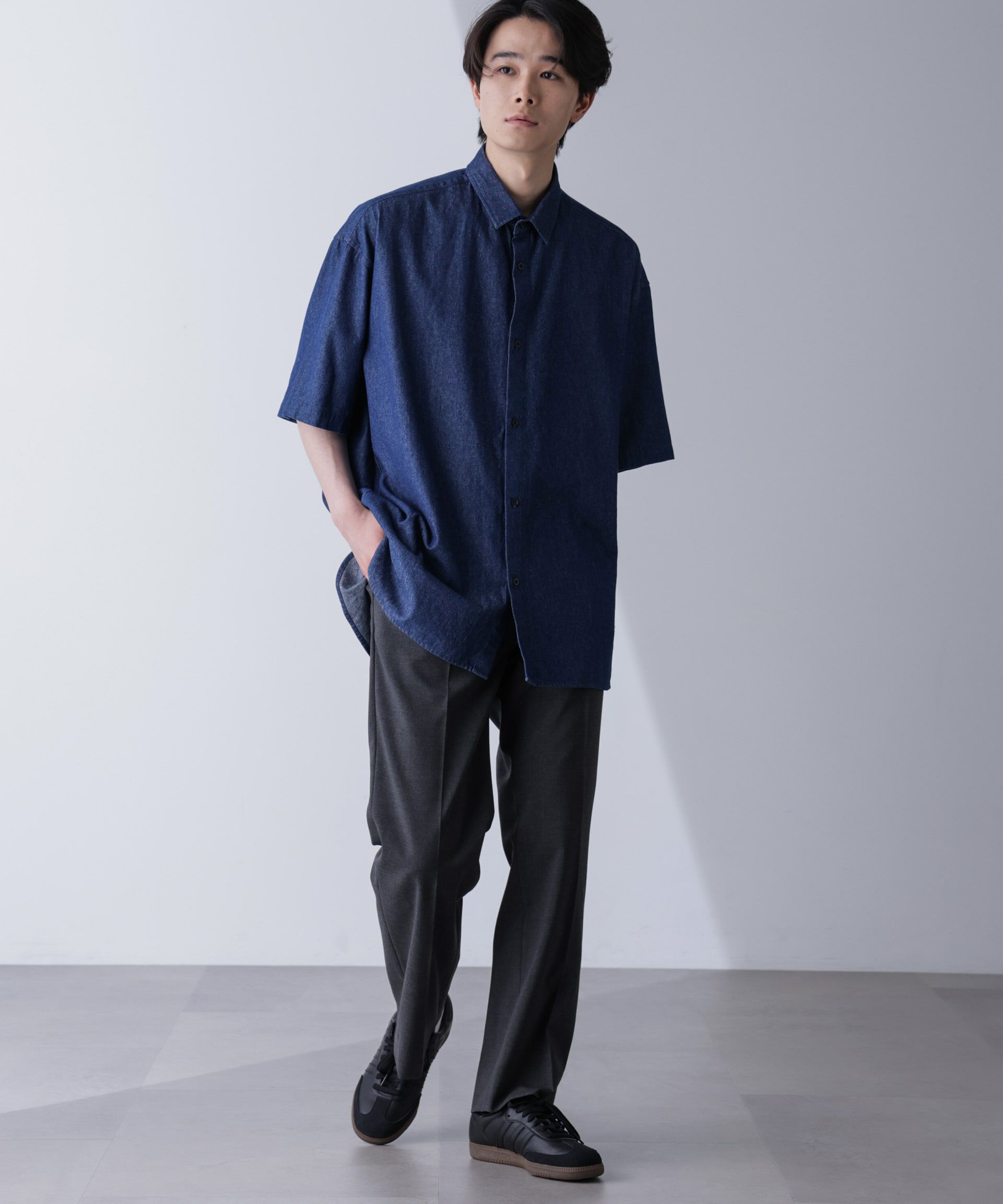 nano･universe「ライトデニムリラックスシャツ 半袖」|シャツ・ブラウス|