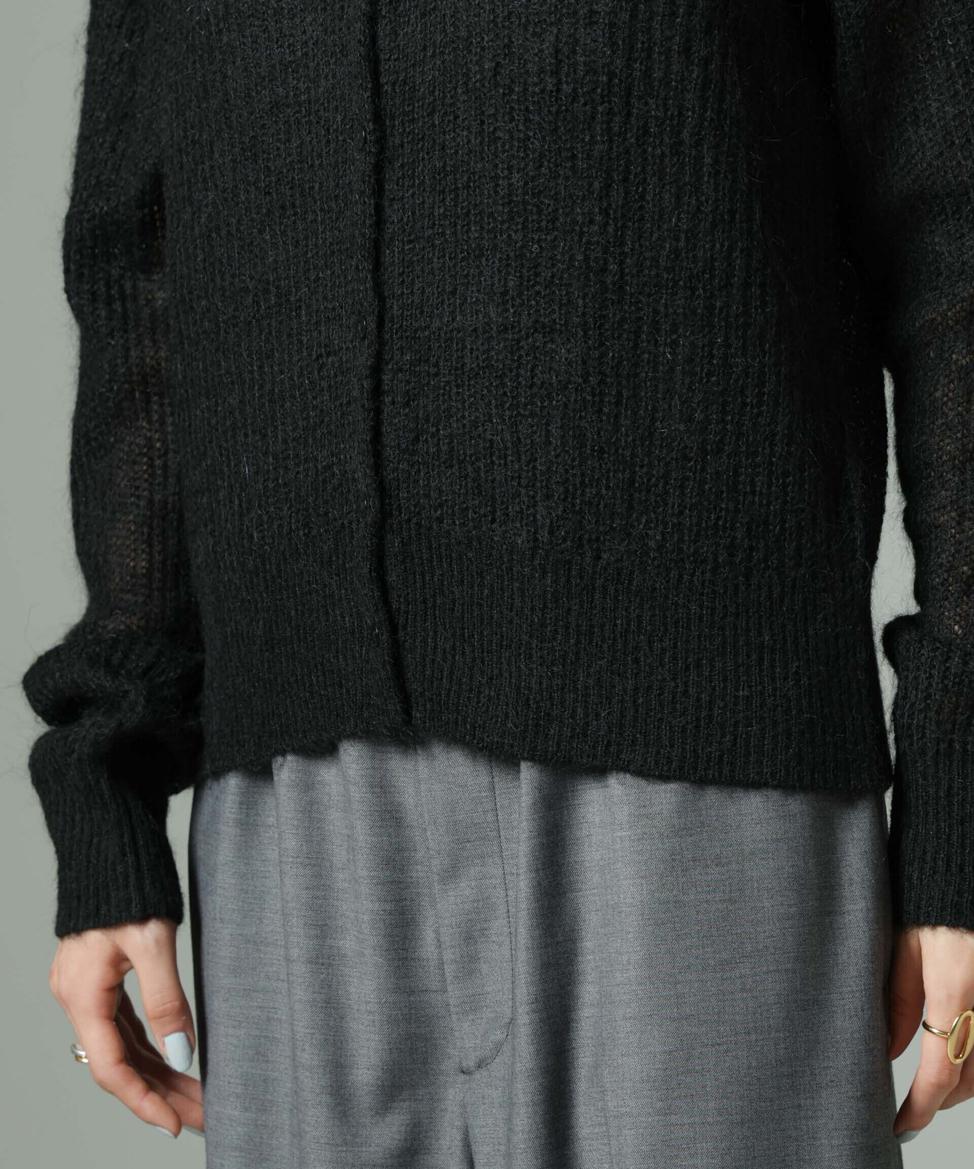 nano･universe「モヘヤ混クルーネックニットカーディガン(セットアップ可)」|ニット・セーター|